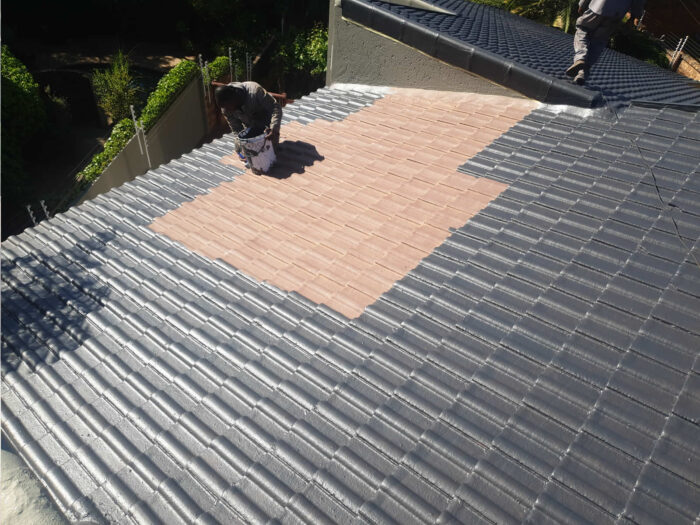 5.Tile Roof Painting in progress - Moreleta Park Pretoria