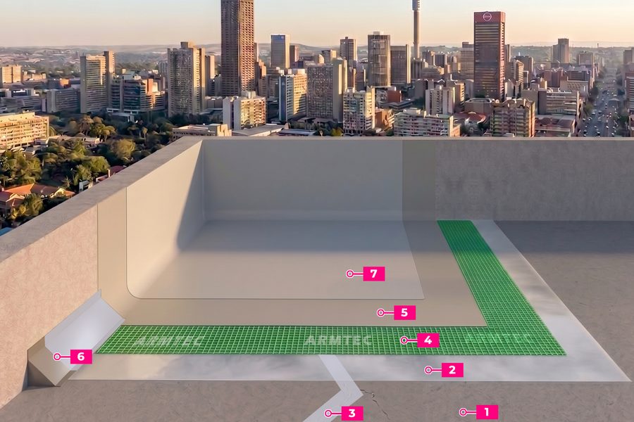 ArmTec HyperFlex new concrete slab waterproofing system layers